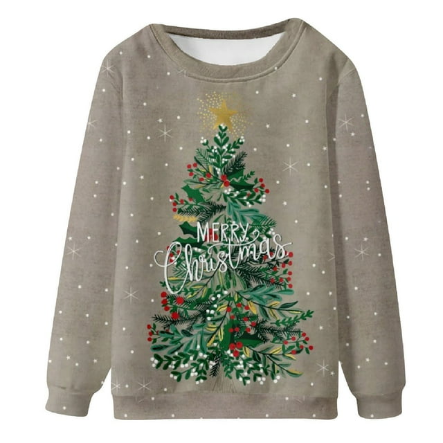 VBARHMQRT Sweat-Shirt Hommes Automne et Hiver Tendance Décontractée Imprimé de Noël Pull Col Rond Hoodie