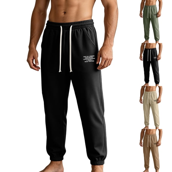 CIAKGIAF Mens Comfortable Loose, with Pockets Sporty Casual Joggers Black L