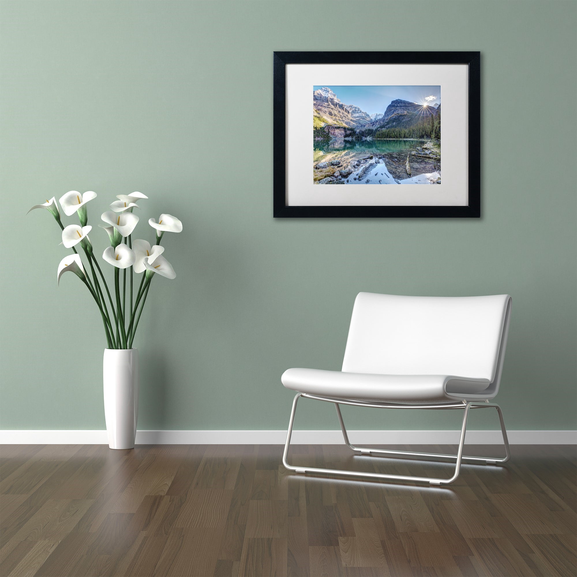 Trademark Fine Art 'Majestic Lake O'Hara' Canvas Art by Pierre Leclerc, White Matte, Black Frame