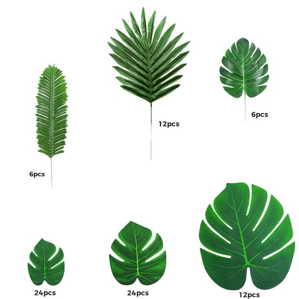 Artificial Tropical Leaves 6 Species 84 Pack Stemmed Decorations For Wedding Wilderness And