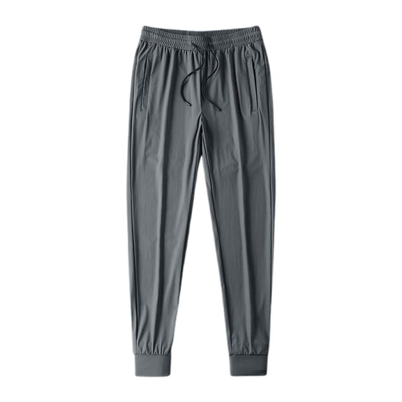Likimi Mens Pants Stretch Casual Solid Color Elastic Waist Drawstring Comfortable Summer Trousers Dark Gray Size 3Xl