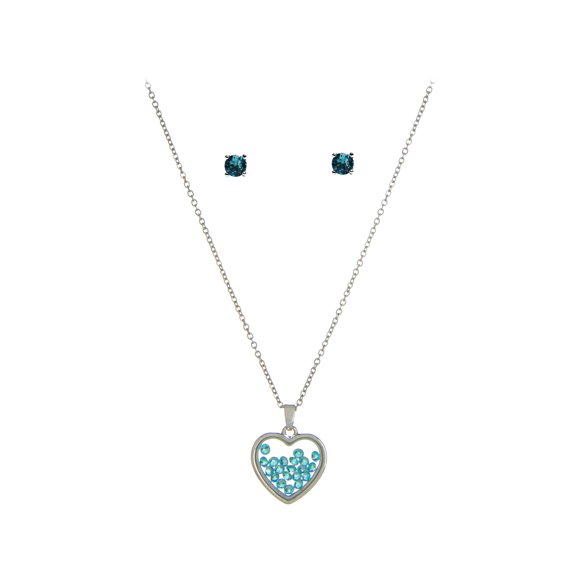 The Skyline Collection December Birthstone Blue Topaz Heart Jewelry Set