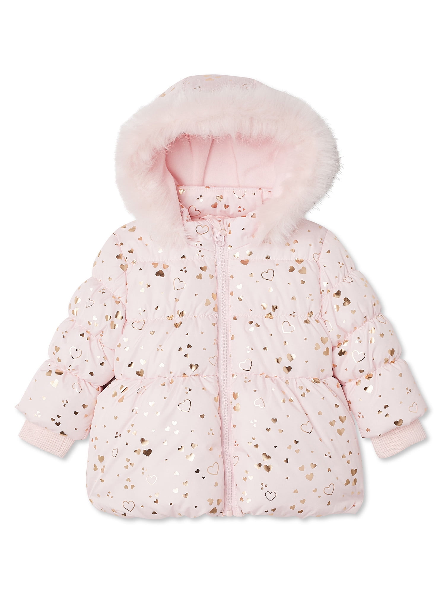 Baby Toddler Girl Faux Fur Hooded Puffer Winter Jacket Coat