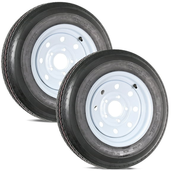 eCustomrim 2-Pack Trailer Tire Rim 530-12 5.30-12 530x12 Load C 5 Lug White Modular Wheel