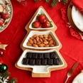 thumbnail image 5 of Chanana Christmas Tree Shaped Platter Ceramic Christmas Serving Tray Dishes for Entertaining, Food Serving Platter with Base for Appetizer, Snacks, Fruit, Candy Dessert for Xmas Party, White, 5 of 7