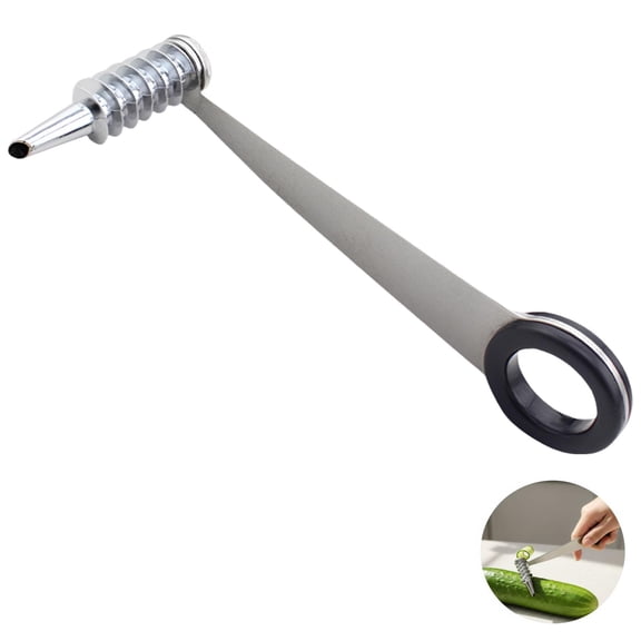 2 Pcs Spiral Vegetable Slicer, Stainless Steel Spiral Cutter, Manual Design for Potato Cucumber Carrot Salad, Easy Clean Fruit Tools, 4.3 in / 10.8 cm Overall Length, Lightweight, Black and Silver