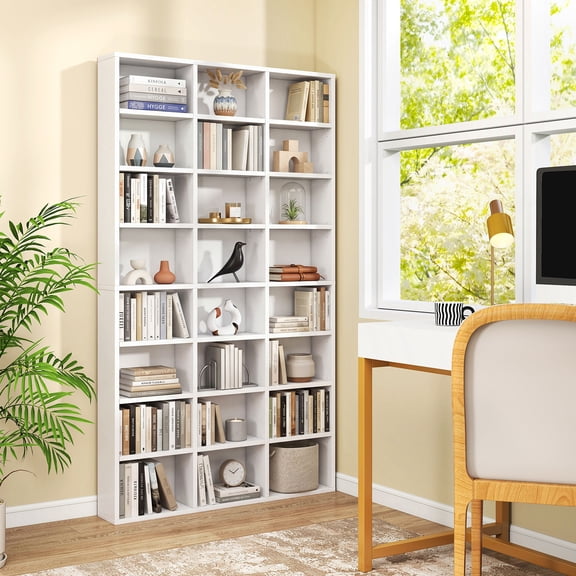 Costway 70” Tall Bookshelf, 24 Cube Storage Organizer Bookcase with Adjustable Shelves White