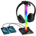 thumbnail image 1 of Game Headphone Stand RGB Light with Dual USB Ports 3.5mm Audio Touch Headphone Stand Light, 1 of 5