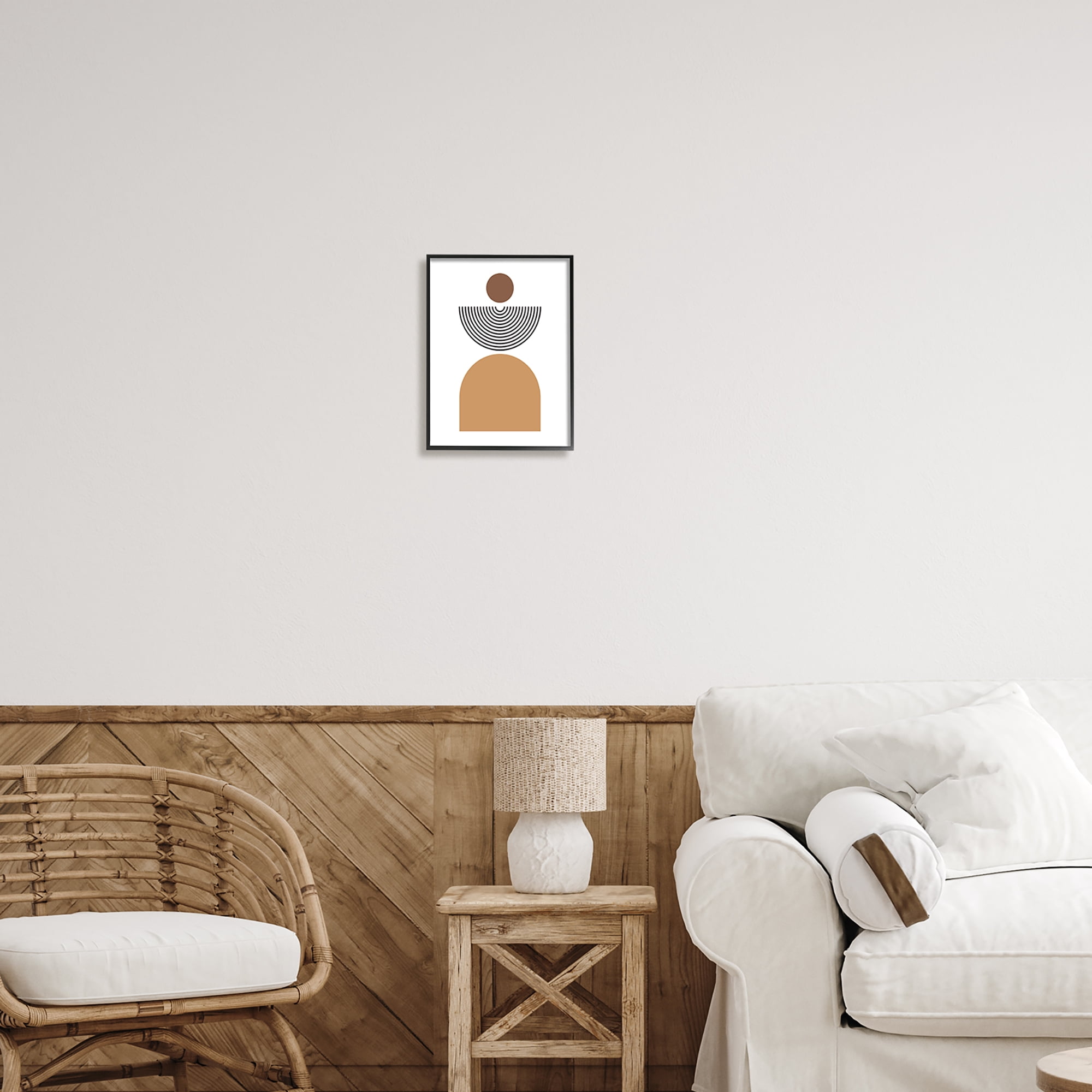 Stupell Industries Geometric Shapes on White Abstract Painting Black Framed Art Print Wall Art, 11 x 14