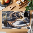 thumbnail image 2 of Navy Blue Marble Placemats Set of 8 Nature Stone Abstract Place Mats Indoor Wipeable Table Mats Washable Cloth Dining Table Placemats for Kitchen Holiday Party Home Decor 13x19 Inch, 2 of 9
