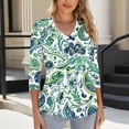 thumbnail image 6 of Women's Tops Ladies' Fashionable Solid-Color Gradient Base T-Shirt 3/4 Length Three-Quarter Sleeve V-Neck Top/Shirt, 6 of 6