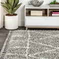 thumbnail image 6 of JONATHAN Y MERCER SHAG Mercer Shag Plush Tassel Moroccan Geometric Trellis Gray/Ivory 5 ft. x 8 ft. Area Rug (MCR101C-5), 6 of 9