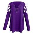 thumbnail image 3 of Womens Tops Lady's Tops V Neck Hollow Sleeve Rhinestone Solid Blouse Tunic T-Shirt Womens Tops Dressy Casual, 3 of 4