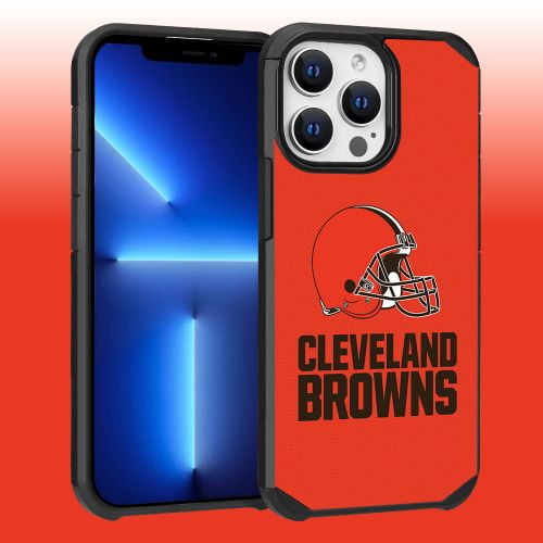 Apple iPhone 13 Pro Max (6.7) - NFL Licensed Cleveland Browns Team Logo on Red Textured Dual Layer Case