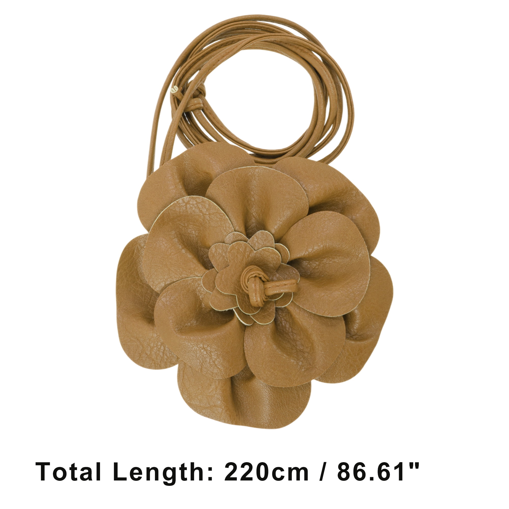 Unique Bargains Flower Adjustable Waist Belt for Fashionable Outfits Light Brown