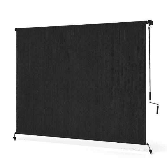 Black 96"W x 72"H Outdoor Roller Patio Shade with Crank Wand
