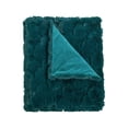 thumbnail image 3 of Home Soft Things Cloud Carved Faux Fur Embossed Throw Blanket with Micromink Back, Luxury Soft Cozy Plush Fluffy Fuzzy Reversible Thick Warm Throw Blanket, 60x70 inches, Teal, 3 of 9