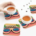 thumbnail image 7 of Fuzoiu Hello Summer Print Leather Coasters Set,Drink Coasters Set of 6,for Tabletop Protection, Durable PVC Coasters,Home Décor and Housewarming Gift,Square, 7 of 7