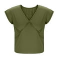 thumbnail image 7 of Chbgutlmr Crop Tops for Women Deep V Neck Cap Sleeve Ruched Tees Fitting Comfy Summer Fashion T Shirts, 7 of 7