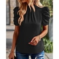 thumbnail image 3 of BTFBM Womens Tops Dressy Casual Blouses Summer Spring Clothes Mock Neck Short Sleeve Shirts Business Work Fall Outfits, 3 of 9