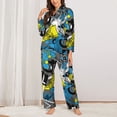 thumbnail image 2 of Honeii Goal Time print Women's Pajama Sets Long Sleeve Button Down Sleepwear Nightwear Soft Pjs Lounge Sets-X-Large, 2 of 7