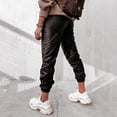 thumbnail image 5 of RQYYD Womens Ladies Faux Leather Elastic High Waist Joggers Bottoms Drawstring Pants Trousers Black M, 5 of 8