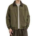 thumbnail image 2 of Men's Solid Color Outdoor Sports Casual Jacket with Pocket & Zipper, Green, Size XXXL, 2 of 5