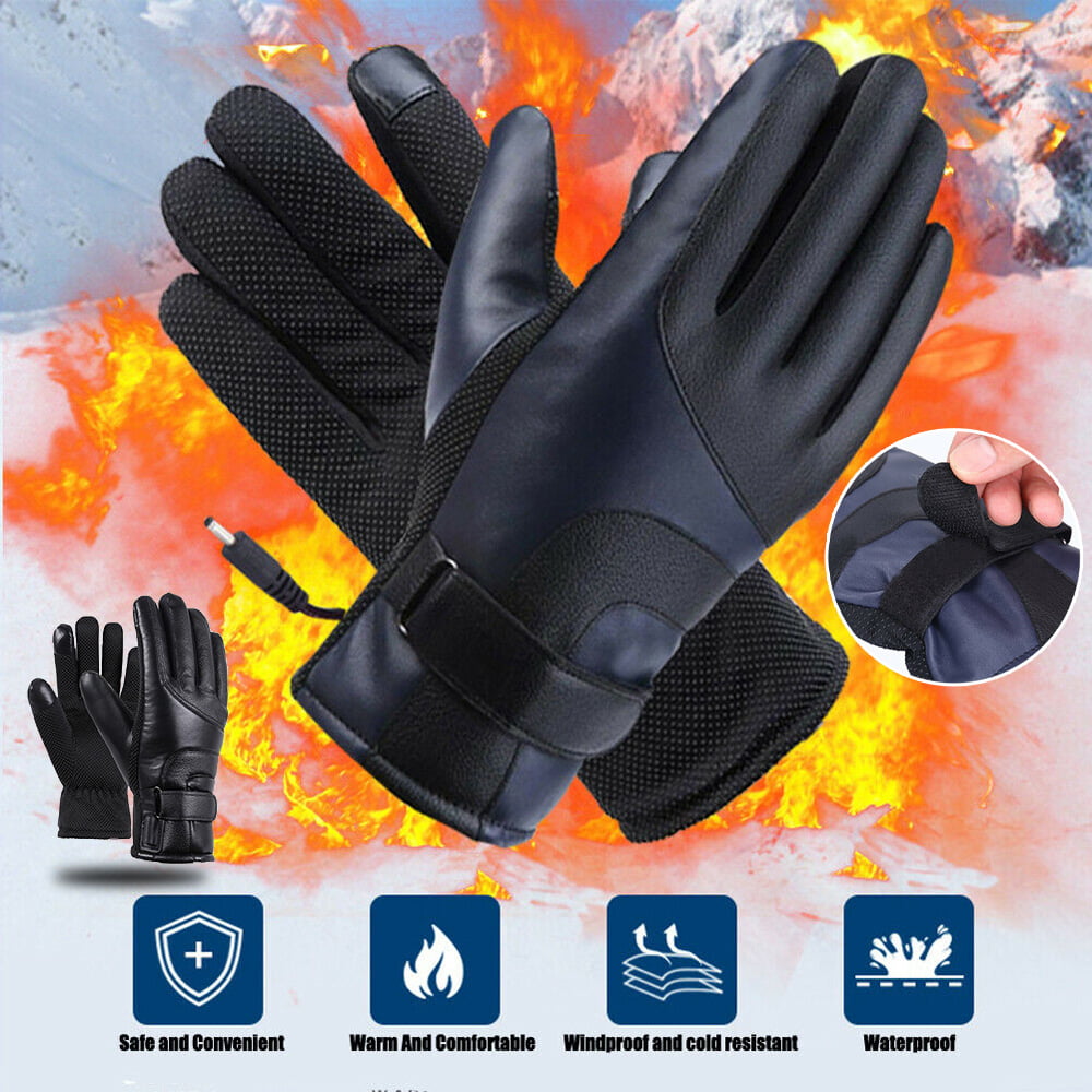 Waterproof Electric Heated Gloves Rechargeable Battery Warm Glove Sport Outdoor 