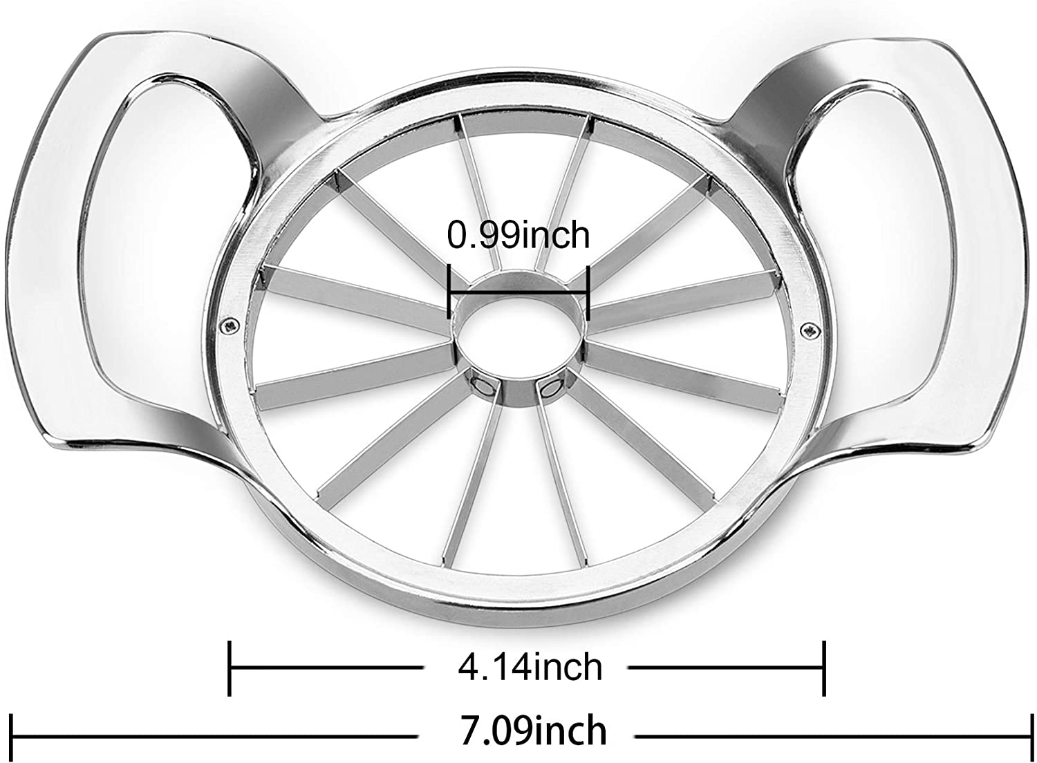Apple Slicer with 12-Blade Extra Large Apple Cutter, Stainless Steel Ultra-Sharp Apple Corer, Heavy Duty Apple Corer Tool for Up to 4 Inches Apples - image 2 of 7