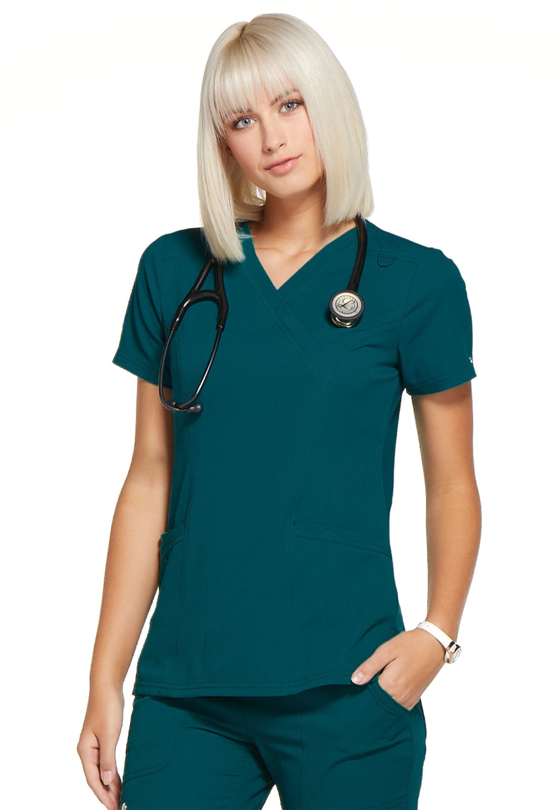 Elle Simply Polished Female Mock Wrap Medical Scrub Top EL620