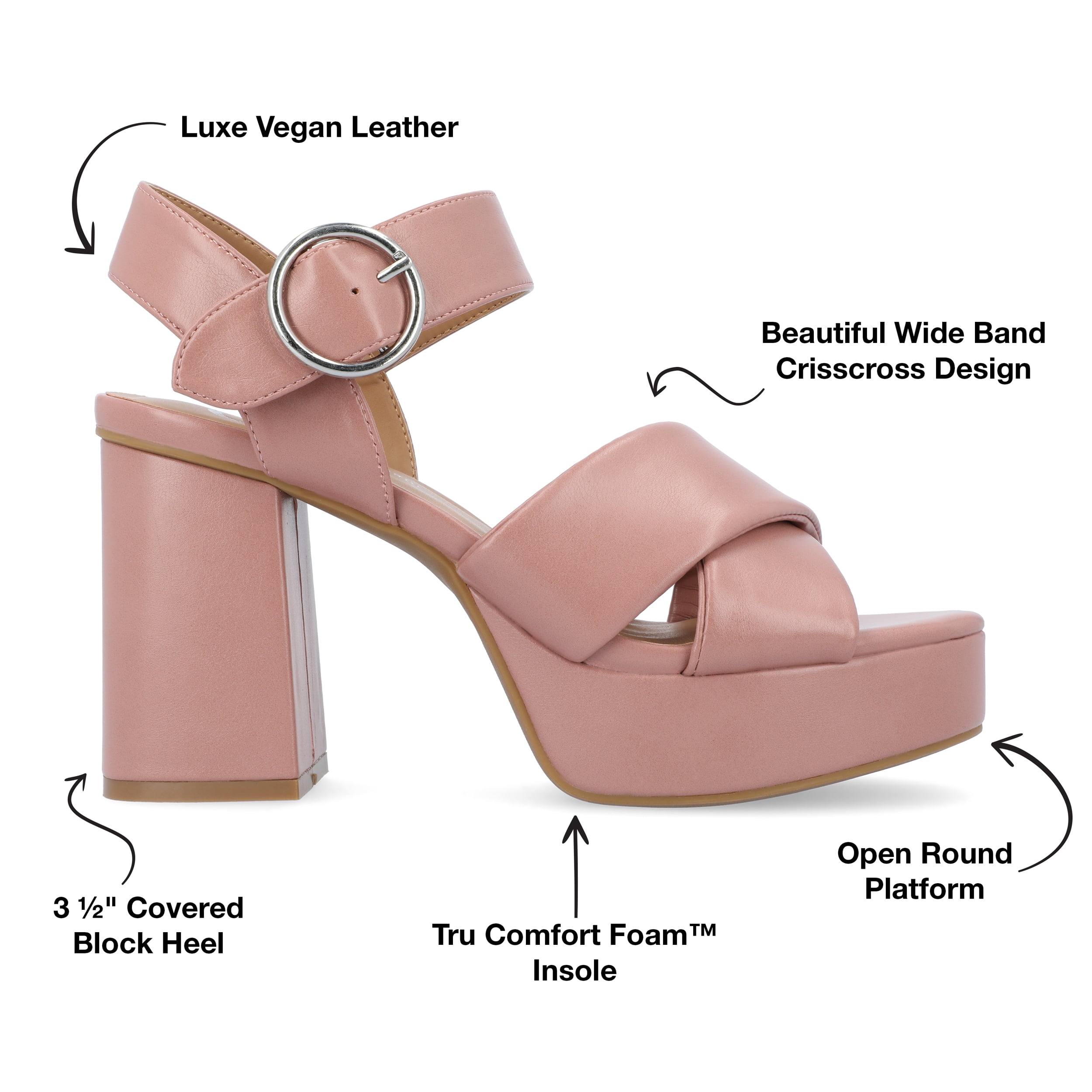 Journee Womens Akeely Mid Heel Platform Dress Sandals