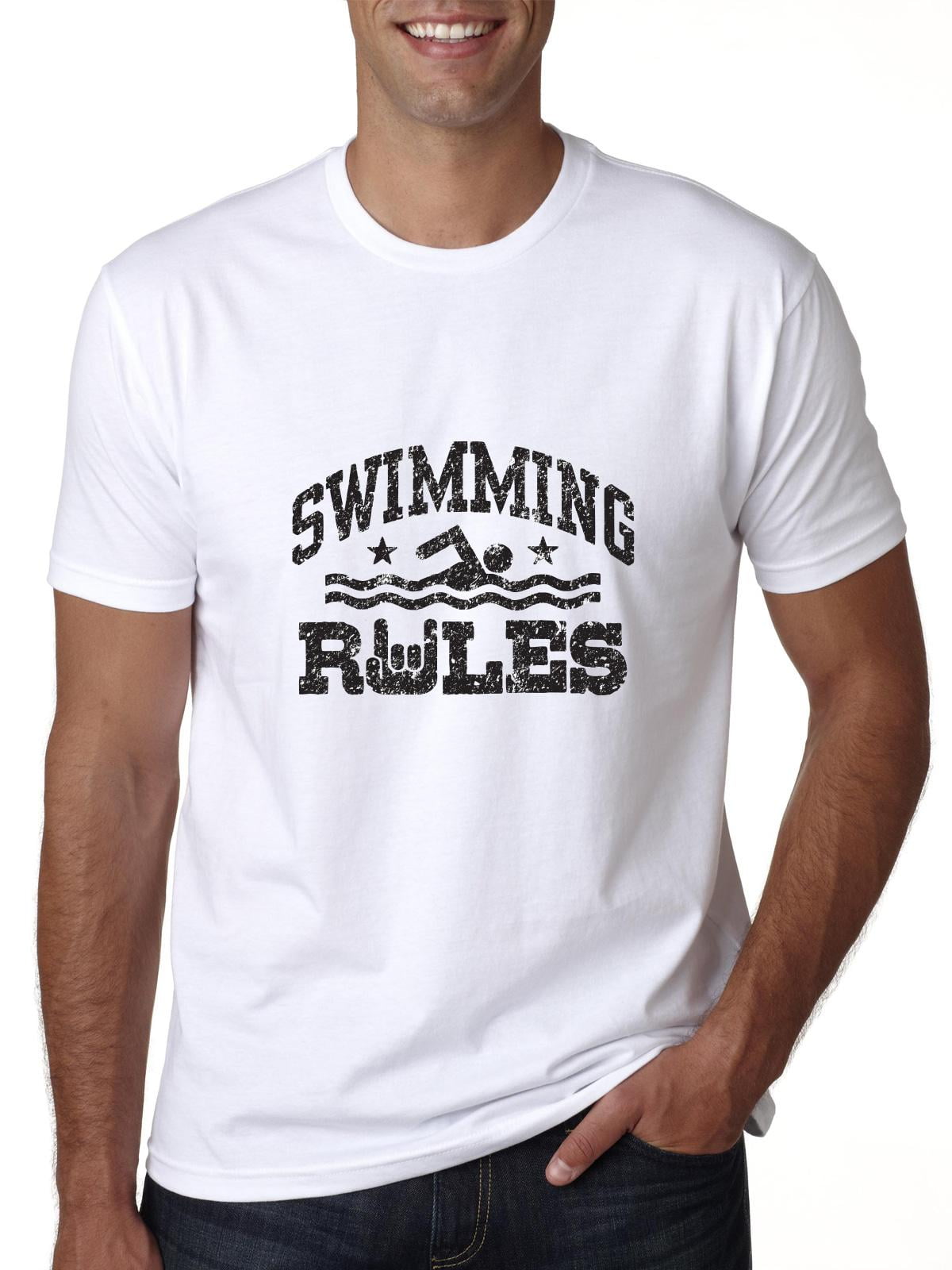 Hollywood Thread - Swimming Rules Trendy Swimmer Graphic Pool Men's T ...