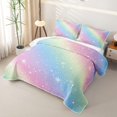thumbnail image 3 of Homewish Ombre Blings Print Twin Quilt Set for Girls, Cute Rainbow Twin Coverlet Set, 2 Pieces 1 Bedspread and 1 Pillowcase, 3 of 7