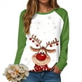 thumbnail image 6 of TTUHYWXI Christmas Sweatshirt Women Cute Xmas Reindeer Graphic Tee Casual Long Sleeve Winter Holiday Pullover Tops (Light Green, 4XL), 6 of 9