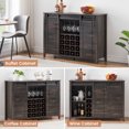 thumbnail image 4 of Farmhouse Wine Bar Cabinet, 47in Coffee Bar with Sliding Barn Door, Buffet Sideboard Design with 16 Bottle Wine Rack and Glass Storage, Perfect for Dining and Living Spaces, Dark Rustic Oak, 4 of 8