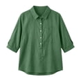 thumbnail image 5 of Dagugfen Cotton Linen Shirts for Women 3/4 Sleeve Button down Collared Neck Lightweight Shirts Business Casual Workwear Tops, 5 of 7