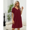 thumbnail image 3 of Ekouaer Robe for Women Short Zipper Floral Print Bathrobe Short Sleeve Pleated Neckline Robes Zip Up Comfy Night Gowns Soft Loungewear, 3 of 5