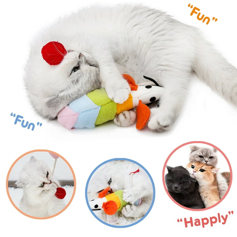 FastSun Furry Mice Cat Toys, Rattling Catnip Toys Mice, 7” Colored