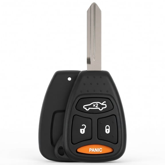 ABOURT Key Fob Cover Case KOBDT04A 4-Button Replacement for Chrysler 300 Dodge Charger Jeep Grand Cherokee 2005-2009 Metal Black 1-Pack
