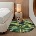 thumbnail image 2 of Watercolor Tropical Plant Round Area&nbsp;Rug 3.3ft Retro Green Palm Leaf Non-Slip&nbsp;Washable Circle Rugs Soft Felt Indoor Floor Mat for Bedroom Kitchen Living Room Bathroom, 2 of 9
