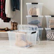 IRIS 32 Qt Plastic Stackable Storage Bin with Lid, Clear, Storage Organizer, 6Pk