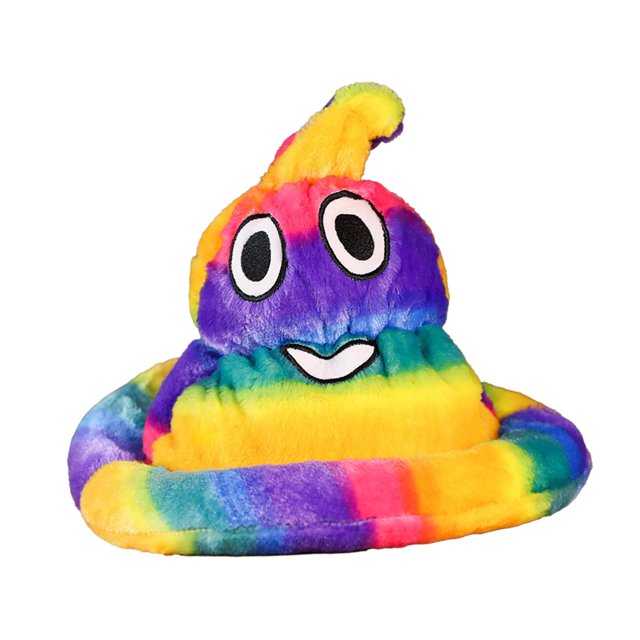 Divertido disfraz de caca de peluche con sombrero, accesorio de invierno, para fiestas temáticas de niños y niñas, espectáculos en escenario. Vistoso