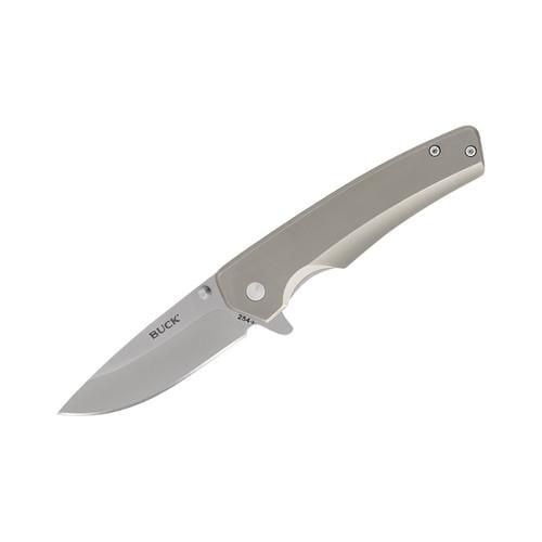 Buck 254 Odessa Pocket Knife 3.125" Drop Point Blade, Stainless Steel Handle, Folding Frame Lock, 100% Lifetime Warranty, Heat Treated, Hunting, Camping