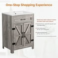 thumbnail image 4 of Ktaxon Farmhouse 24'' Bathroom Vanity Set with Sink Ceramic Top, Washed Grey (Split Two Packages for Delivery), 4 of 9
