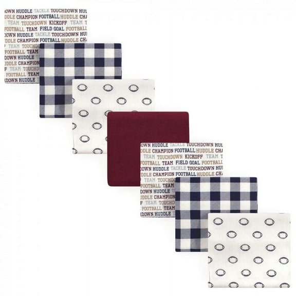 Hudson Baby Infant Boy Cotton Flannel Receiving Blankets Bundle, Football, One Size