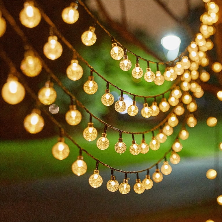 Solar White Ball String Lights 23FT 50 Globes LED Fairy String Lights Waterproof