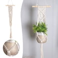 thumbnail image 2 of Cesta colgante de estilo bohemio tejida a mano Cesta colgante con palo Decoración para colgar en la pared del hogar, 2 of 8