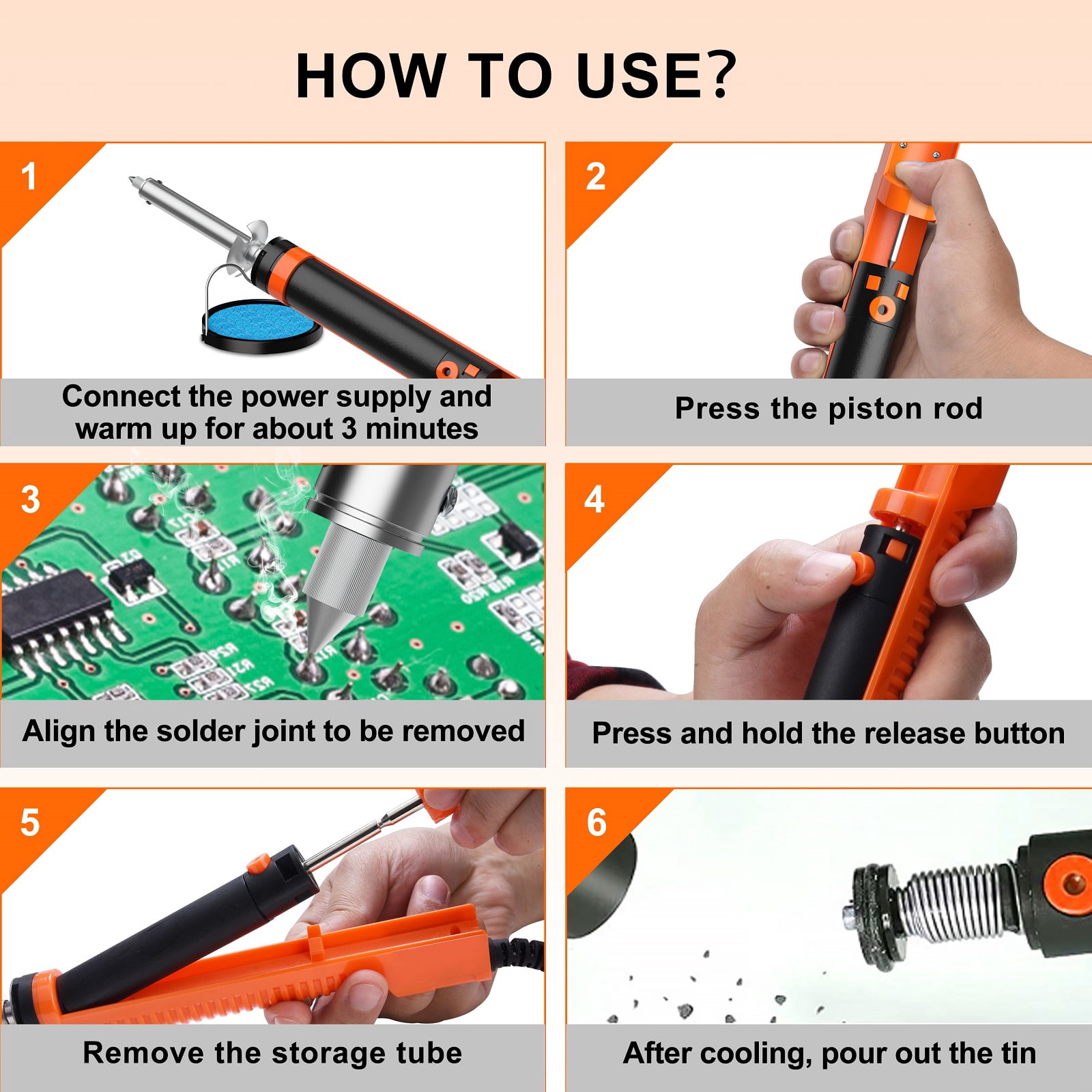 Cheyuez  30-Watt Soldering Iron Kit with Soldering Pump,Cleaning Needle,Soldering Suction Tip