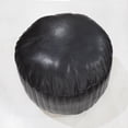 thumbnail image 4 of Round Shaped Goat Leather Handmade Eco-Friendly Black Pouf - Round Shape Pouf, 14" x 14"x 14", Plain Solid Pouf, Goat Leather Pouf, Recycled Cotton Fill Stuffed Pouf, Leather Seating Pouf, 4 of 5
