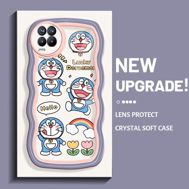 Funda de teléfono para Realme 8 5G 8s 5G Q3i V13 5G Narzo 30q3 funda protectora de cámara funda de silicona transparente hp Soft Edge colorido patrón Doraemon funda de la suerte a prueba de golpes tra